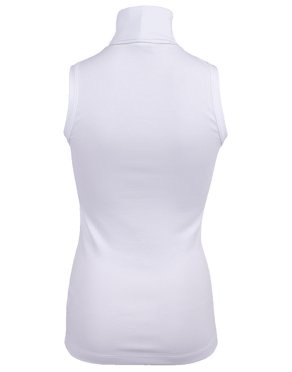 BRUNELLO CUCINELLI-Sleeveless Cotton Ribbed Turtleneck-