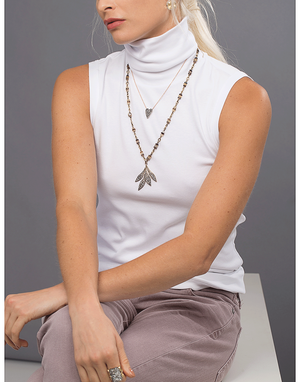 BRUNELLO CUCINELLI-Sleeveless Cotton Ribbed Turtleneck-
