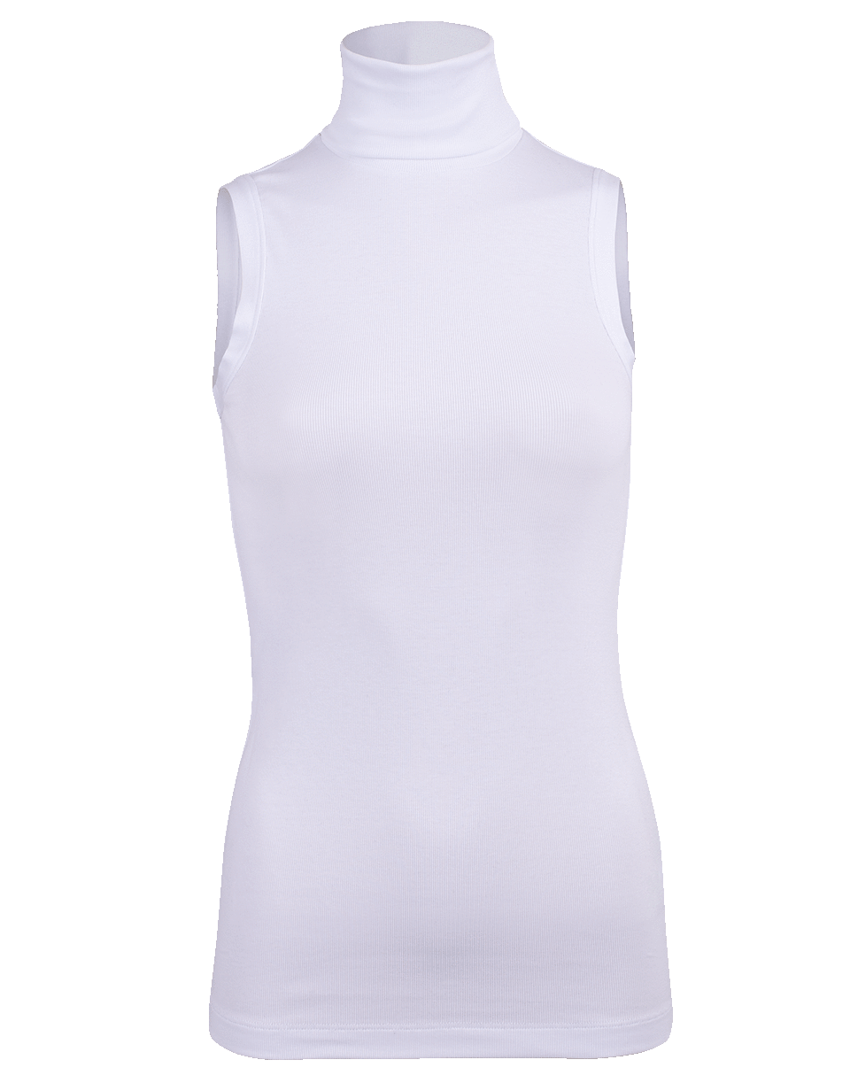 BRUNELLO CUCINELLI-Sleeveless Cotton Ribbed Turtleneck-