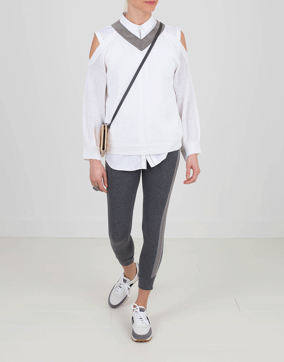 BRUNELLO CUCINELLI-Cold Shoulder Paillette Knit Top-