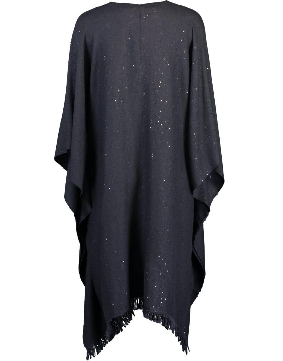 BRUNELLO CUCINELLI-Cashmere and Silk Poncho - Midnight-BLUFREDO