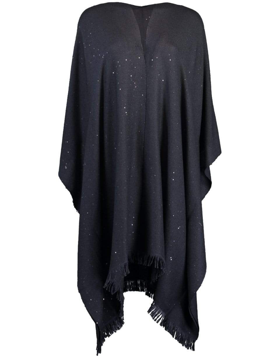 BRUNELLO CUCINELLI-Cashmere and Silk Poncho - Midnight-BLUFREDO