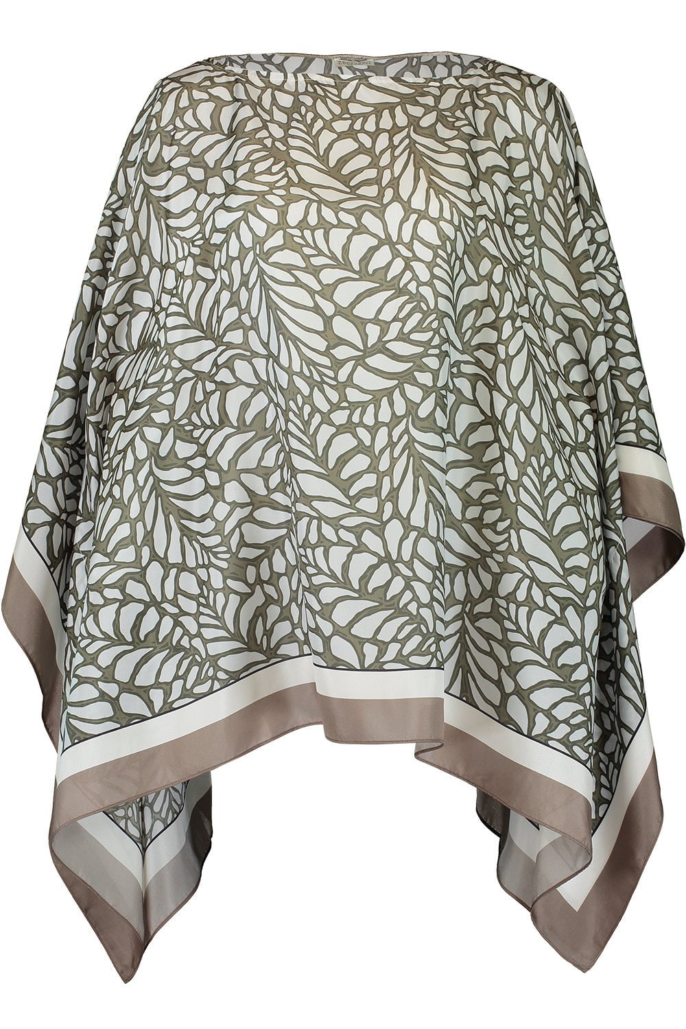 BRUNELLO CUCINELLI-Botanical Silk Button Poncho-MILITARY