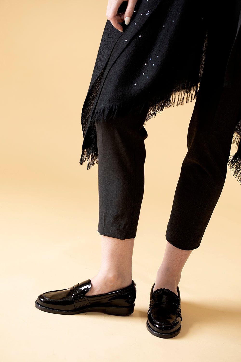 BRUNELLO CUCINELLI-Sparkling Paillette Open Poncho-NERO
