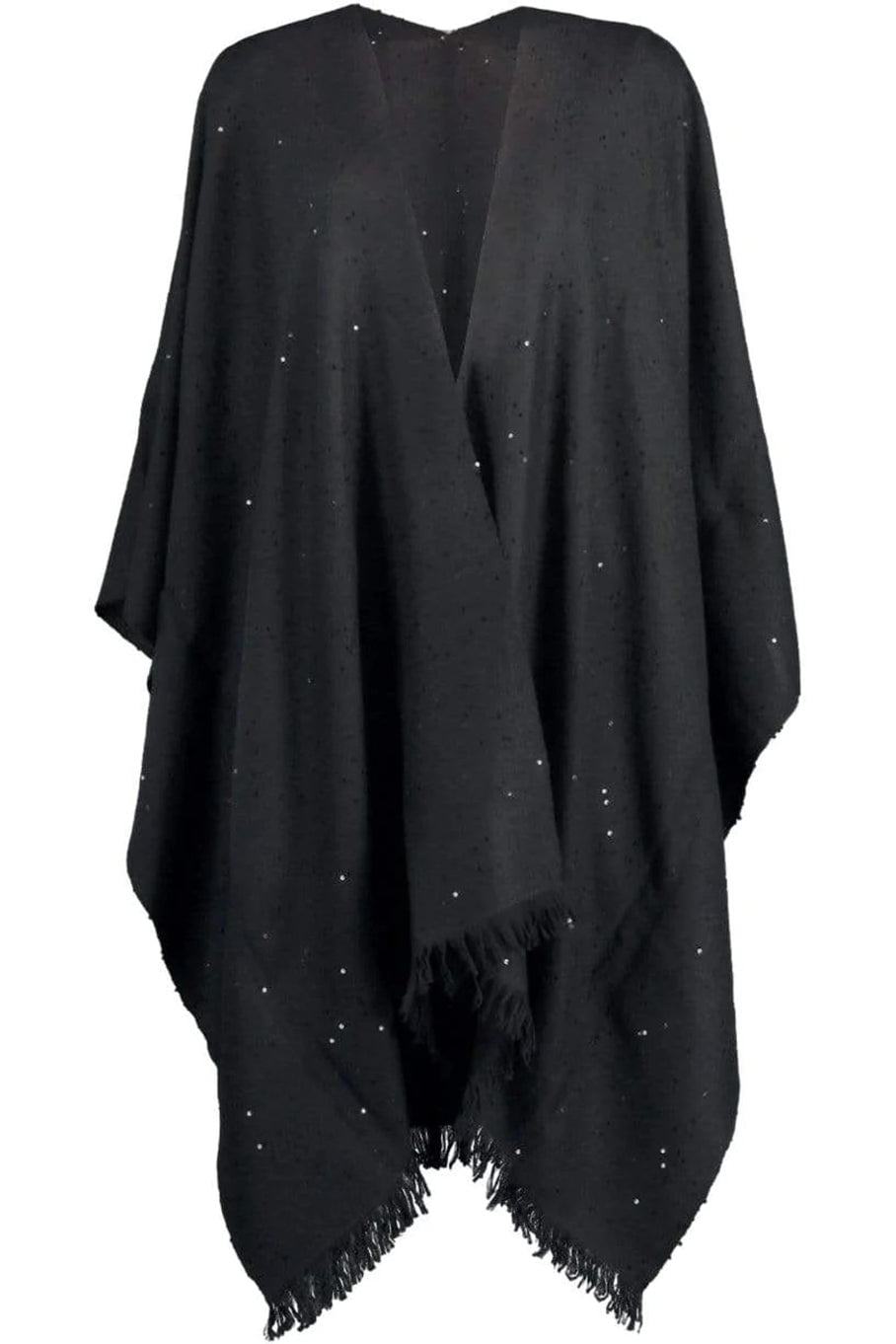 BRUNELLO CUCINELLI-Sparkling Paillette Open Poncho-NERO