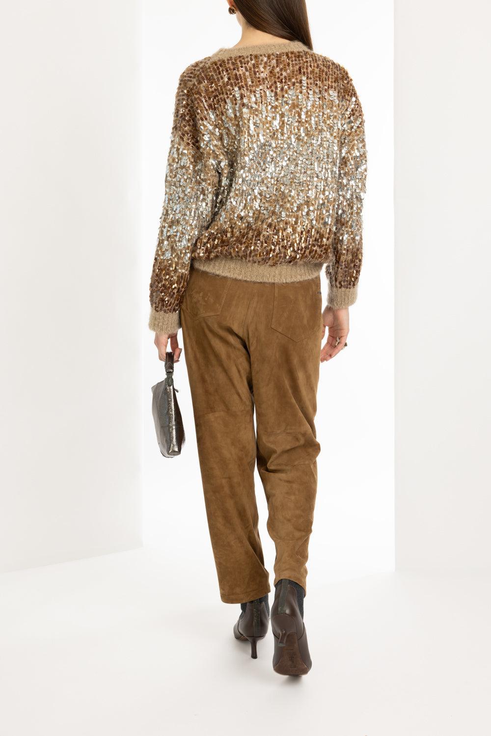 Multi-Size Pailette Crewneck Sweater-ALMDBTTR-XS-CLOTHINGTOPSWEATER-BRUNELLO CUCINELLI