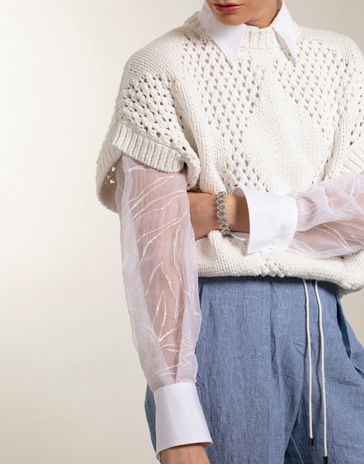 BRUNELLO CUCINELLI-Cap Sleeve Cropped Pullover-