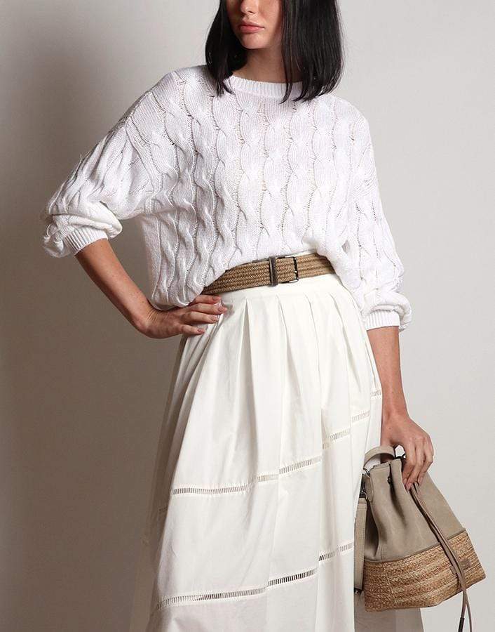 BRUNELLO CUCINELLI-Paillette Cable Knit Pullover-
