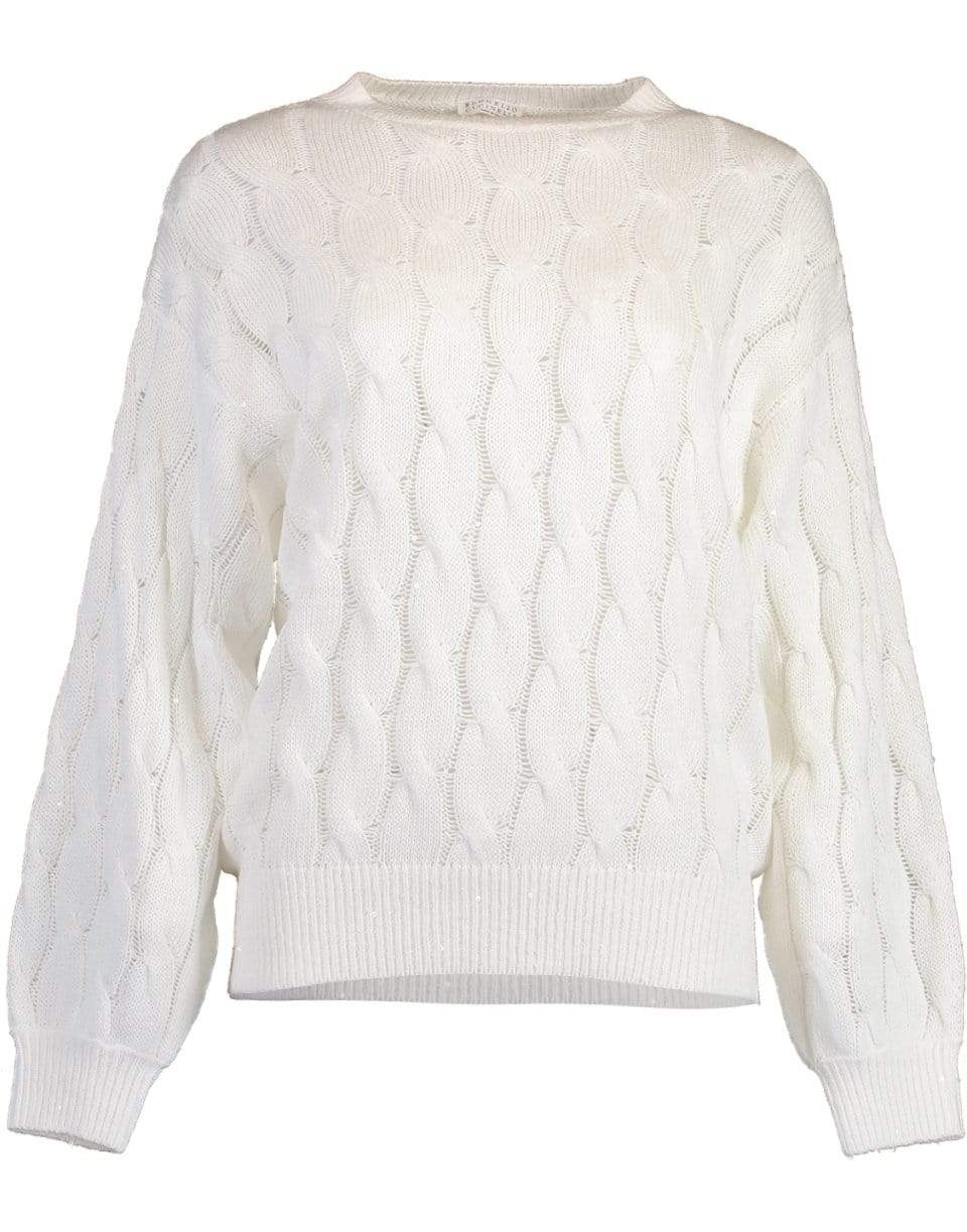 BRUNELLO CUCINELLI-Paillette Cable Knit Pullover-