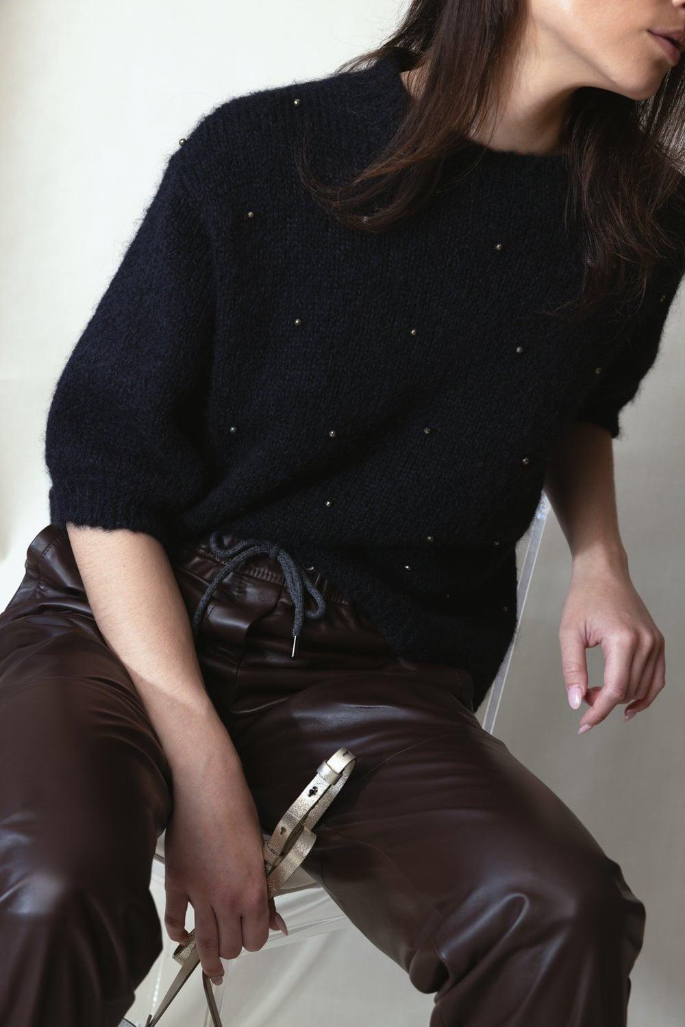 BRUNELLO CUCINELLI-Three Quarter Sleeve Embellished Sweater-