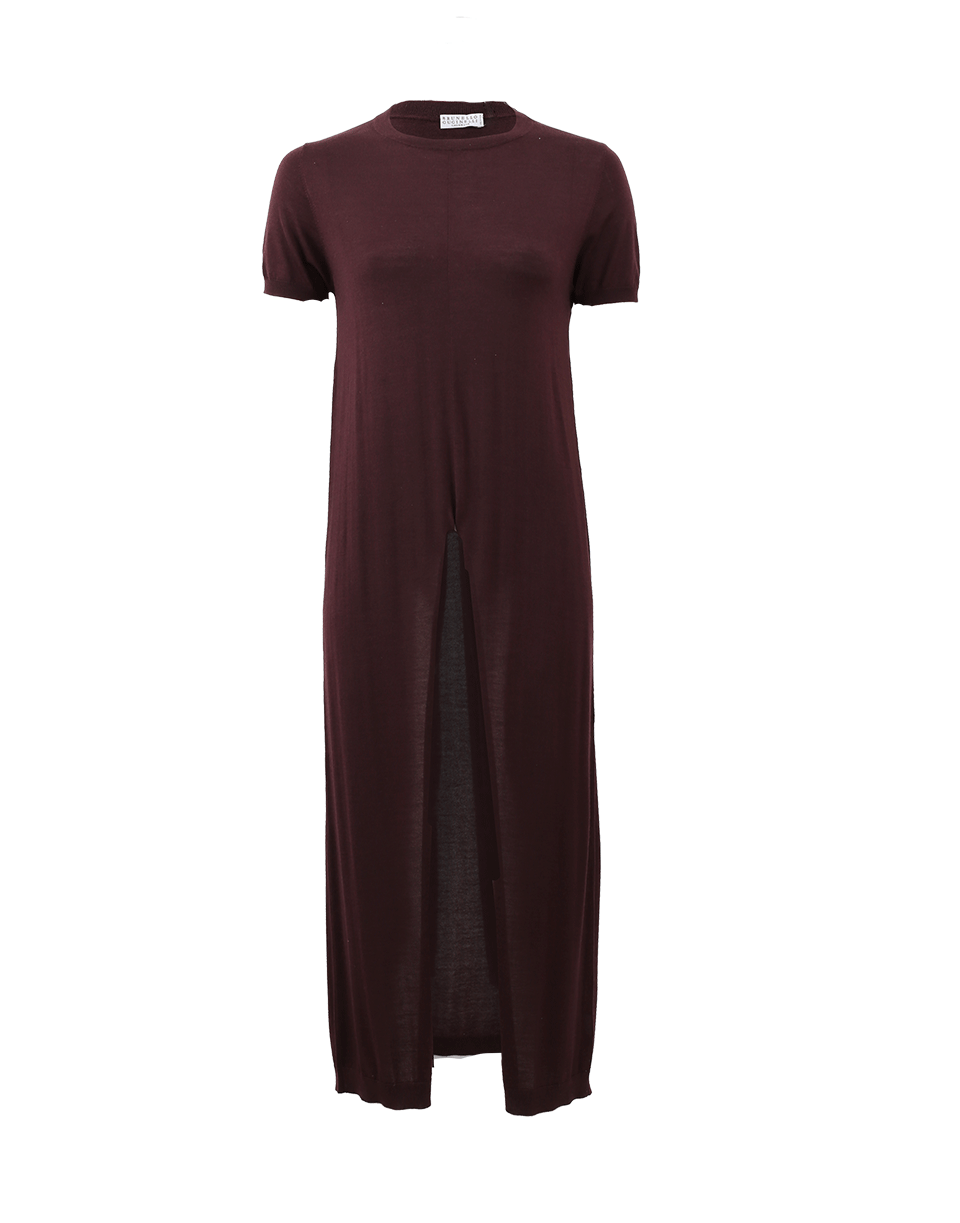BRUNELLO CUCINELLI-T-Shirt Tunic With Front Slit-
