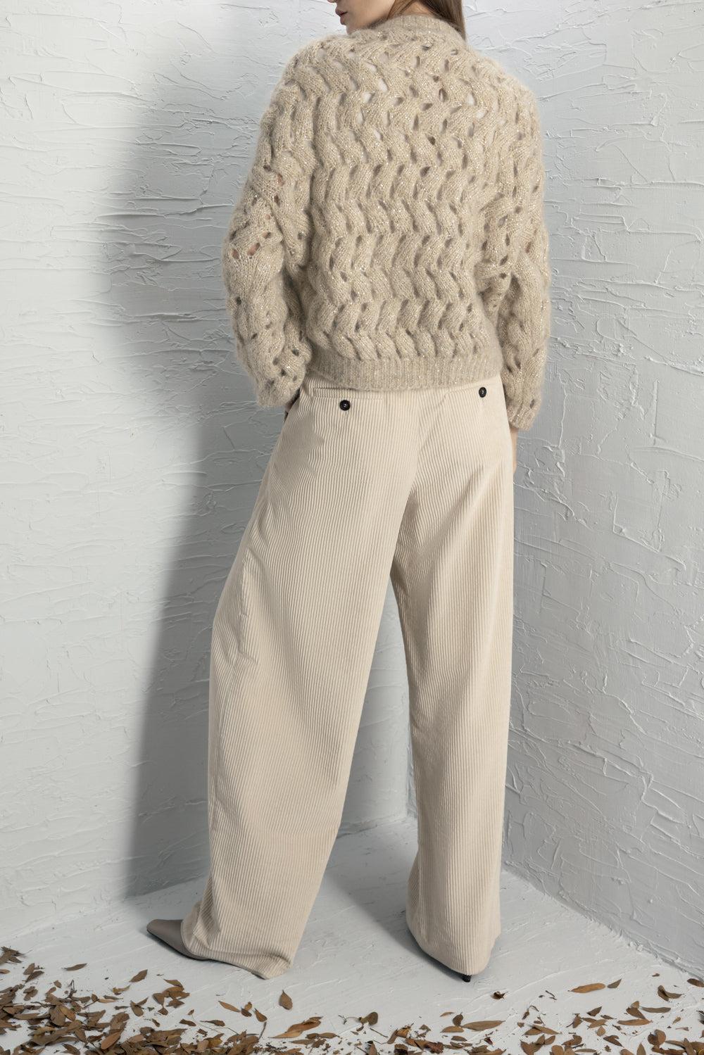 Dazzling Zigzag Cable Sweater-BROWN-XS-CLOTHINGTOPSWEATER-BRUNELLO CUCINELLI