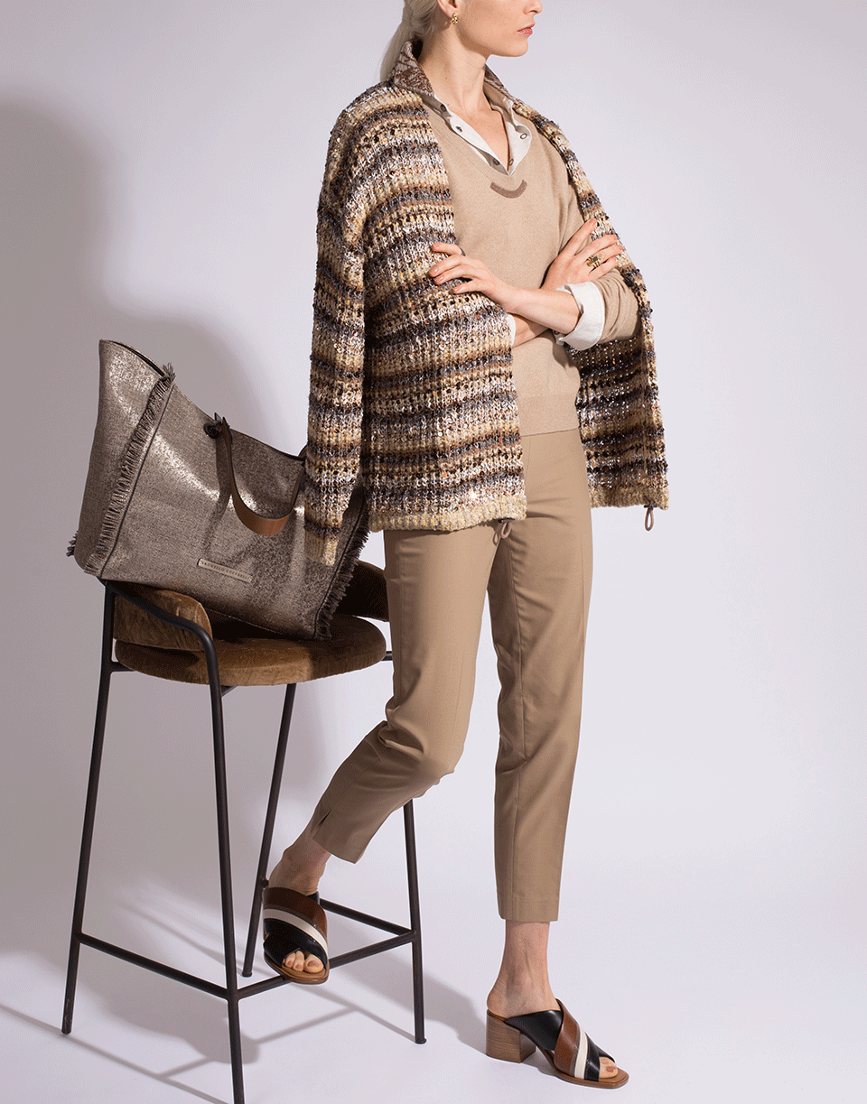BRUNELLO CUCINELLI-Solomeo Yarn Tab V-Neck Sweater-