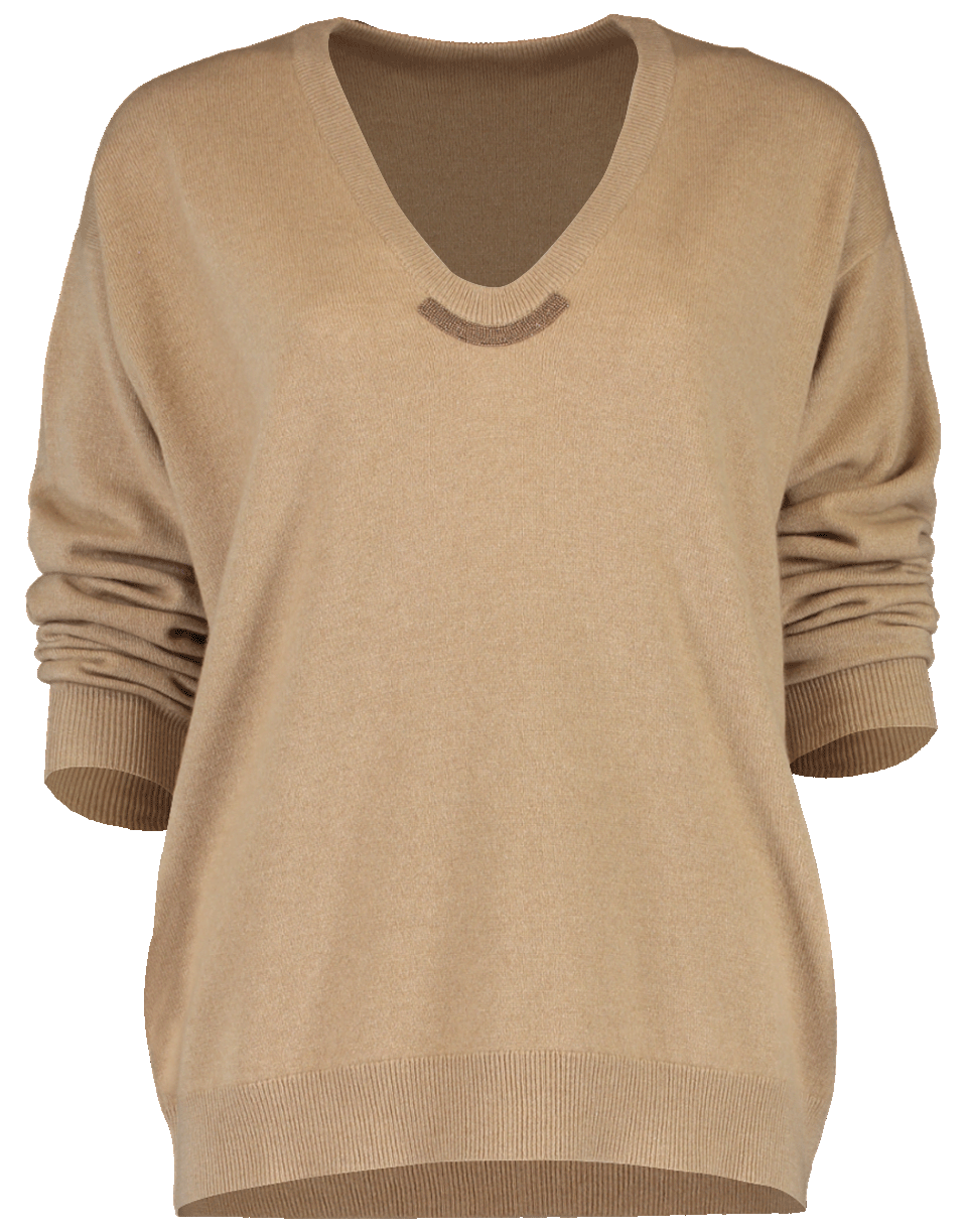 BRUNELLO CUCINELLI-Solomeo Yarn Tab V-Neck Sweater-