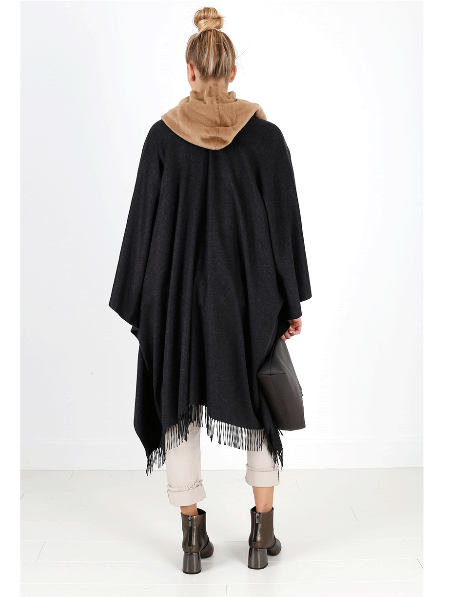 BRUNELLO CUCINELLI-Frayed Poncho-CHARCOAL