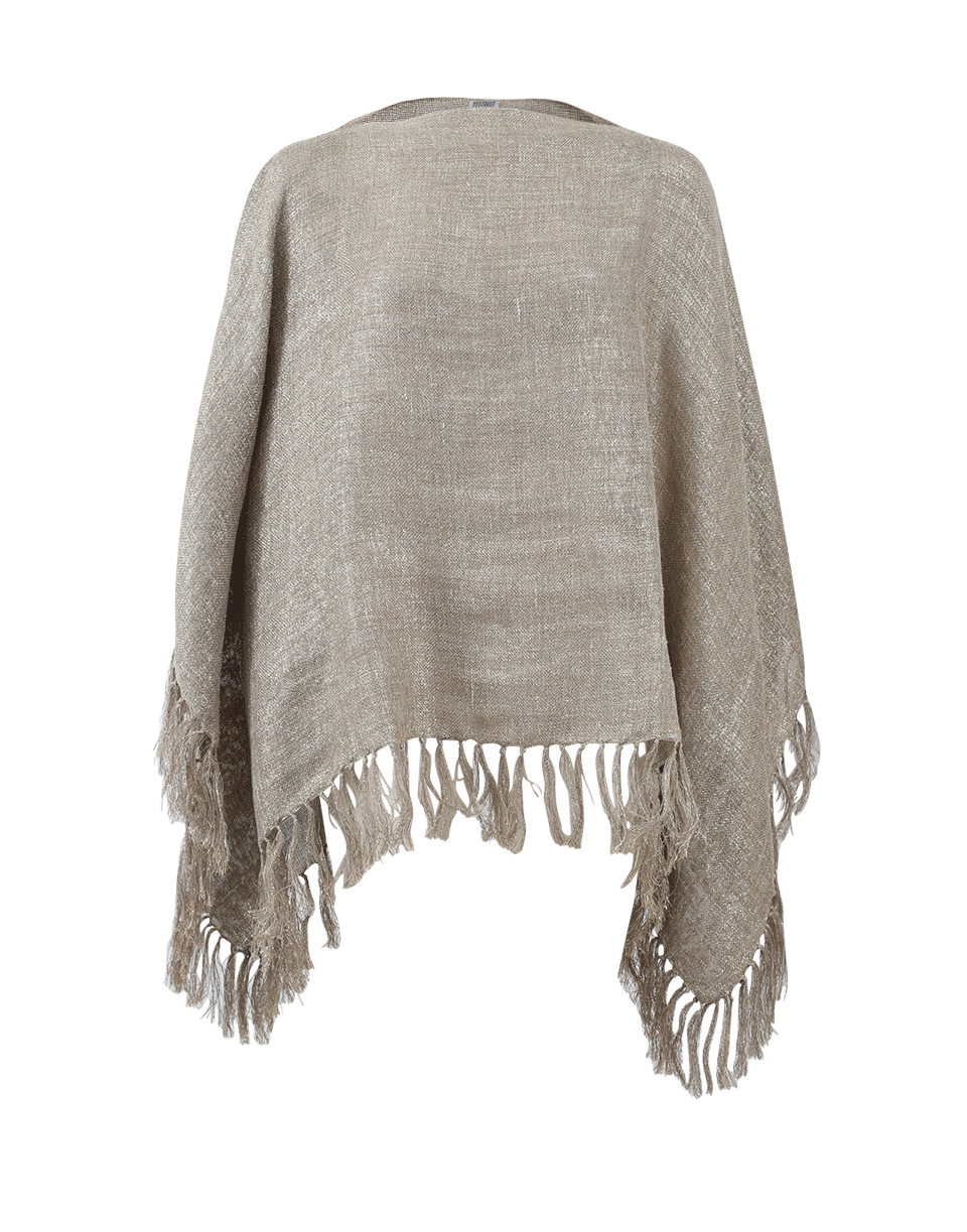 BRUNELLO CUCINELLI-Fringed Poncho-GOLD