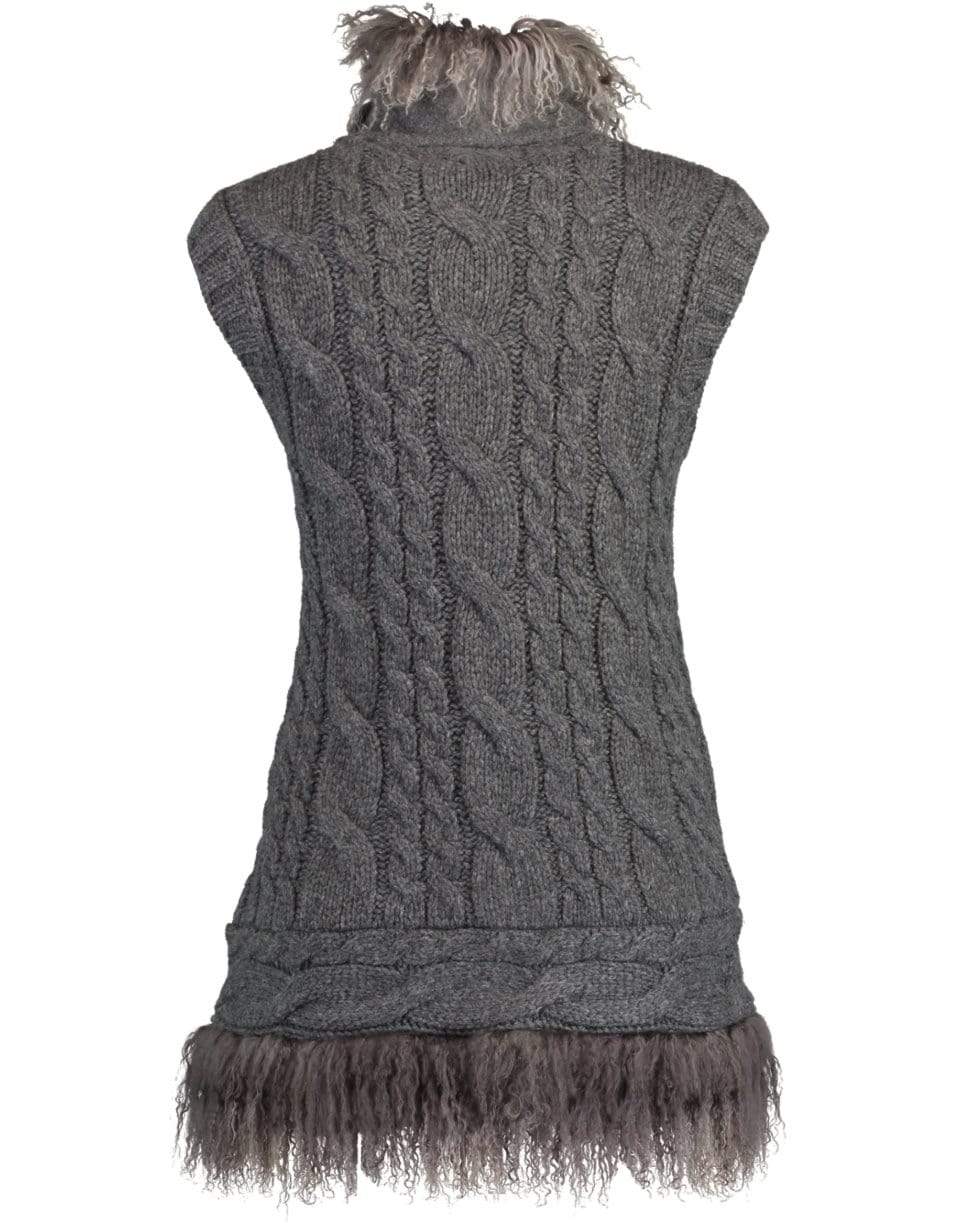 BRUNELLO CUCINELLI-Cashmere Vest with Shearling Collar-GRAY