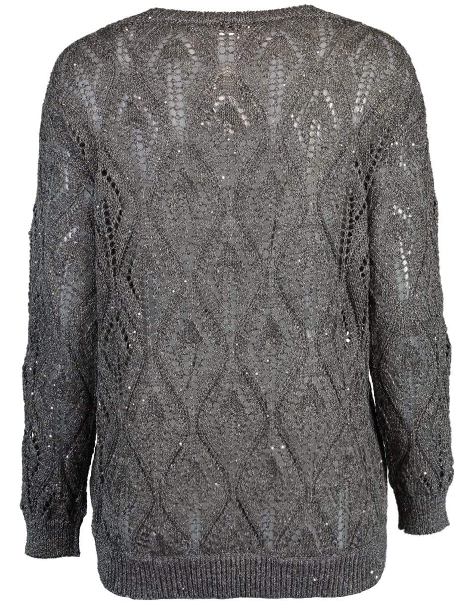 BRUNELLO CUCINELLI-Diamond Crochet V-Neck Woven Sweater-