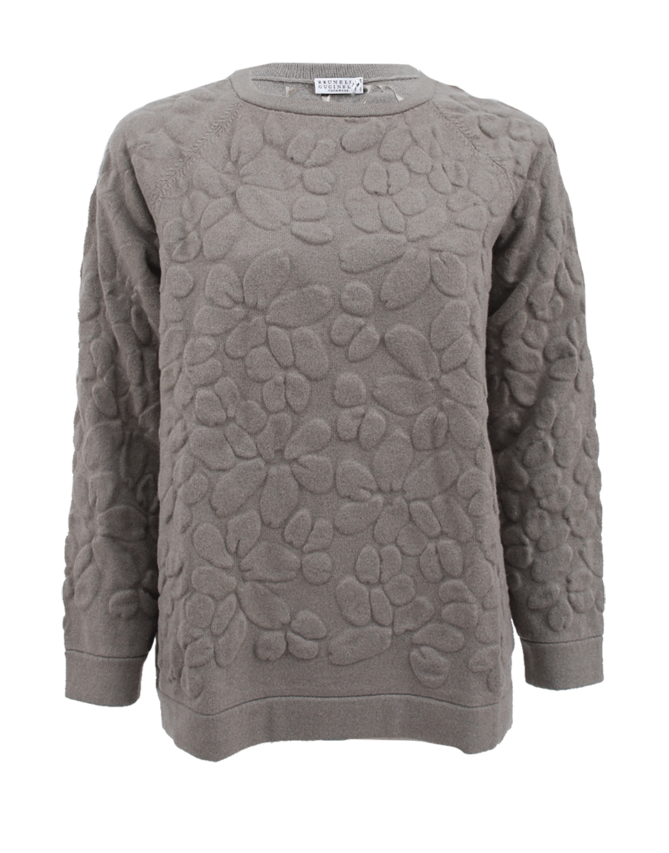 BRUNELLO CUCINELLI-Long Sleeve Flower Embossed Pullover-