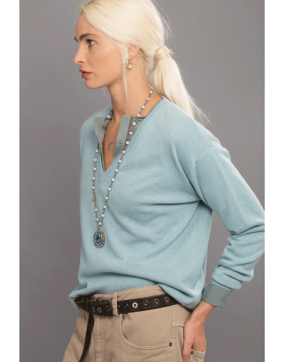 BRUNELLO CUCINELLI-Cashmere Boyfriend V-Neck Sweater-