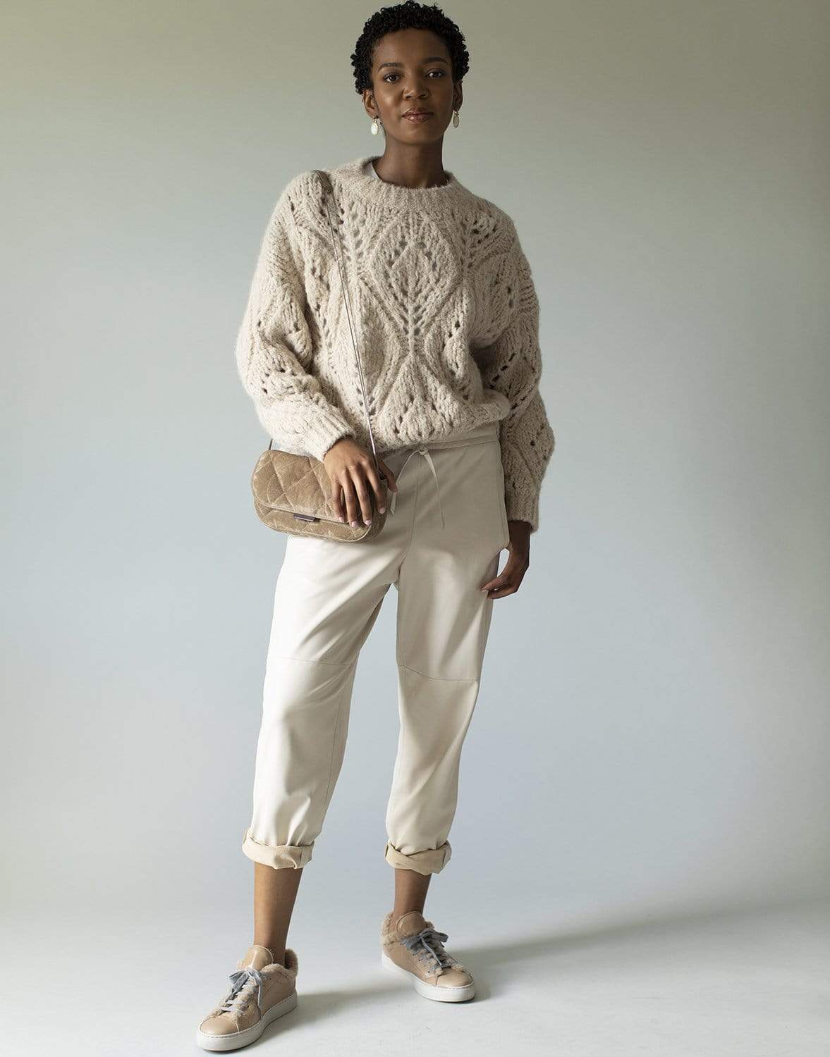 BRUNELLO CUCINELLI-Open Weave Long Sleeve Pullover Top-