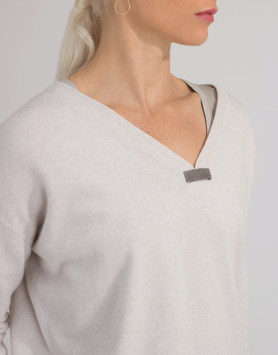 BRUNELLO CUCINELLI-Oversize Monili Detail Sweater-OAT