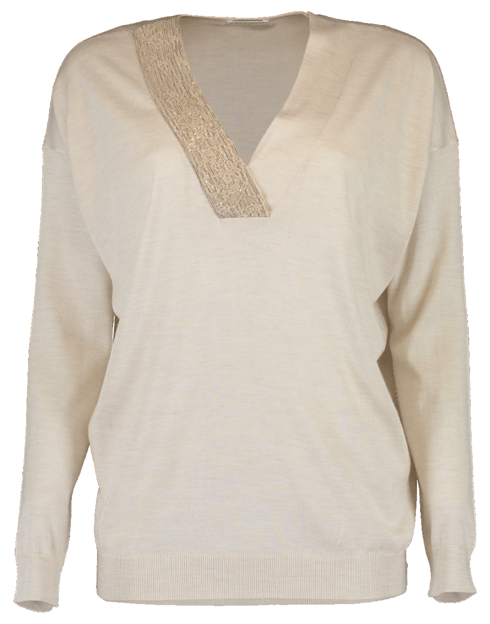 BRUNELLO CUCINELLI-V-Neck Paillette Pullover-