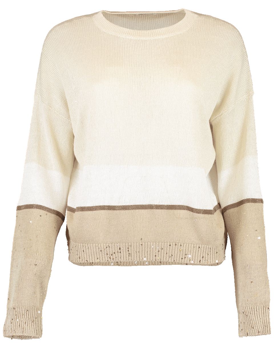 BRUNELLO CUCINELLI-Linen Silk 3 Stripe Monili Knit-