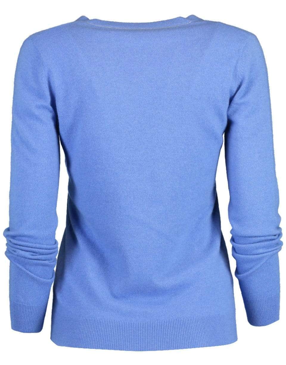 BRUNELLO CUCINELLI-Ocean Blue Cashmere V-Neck Sweater-