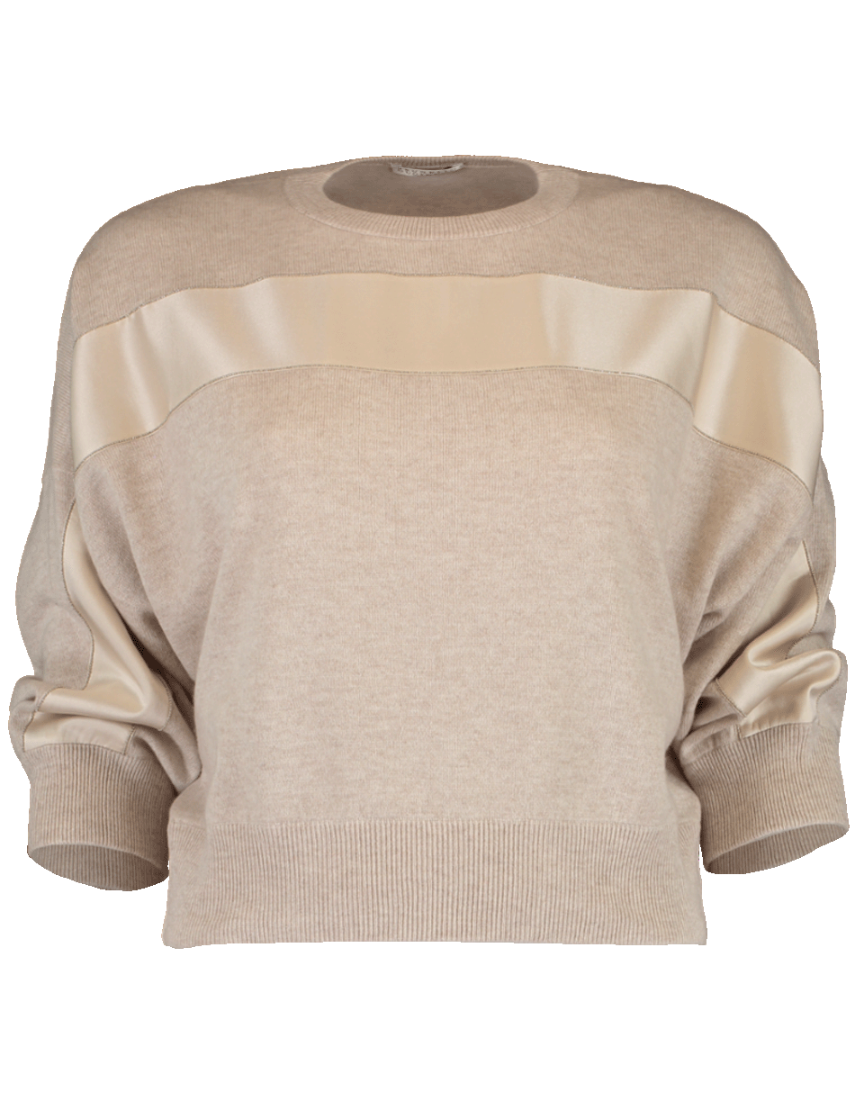 BRUNELLO CUCINELLI-Cashmere Satin Stripe Sweater-