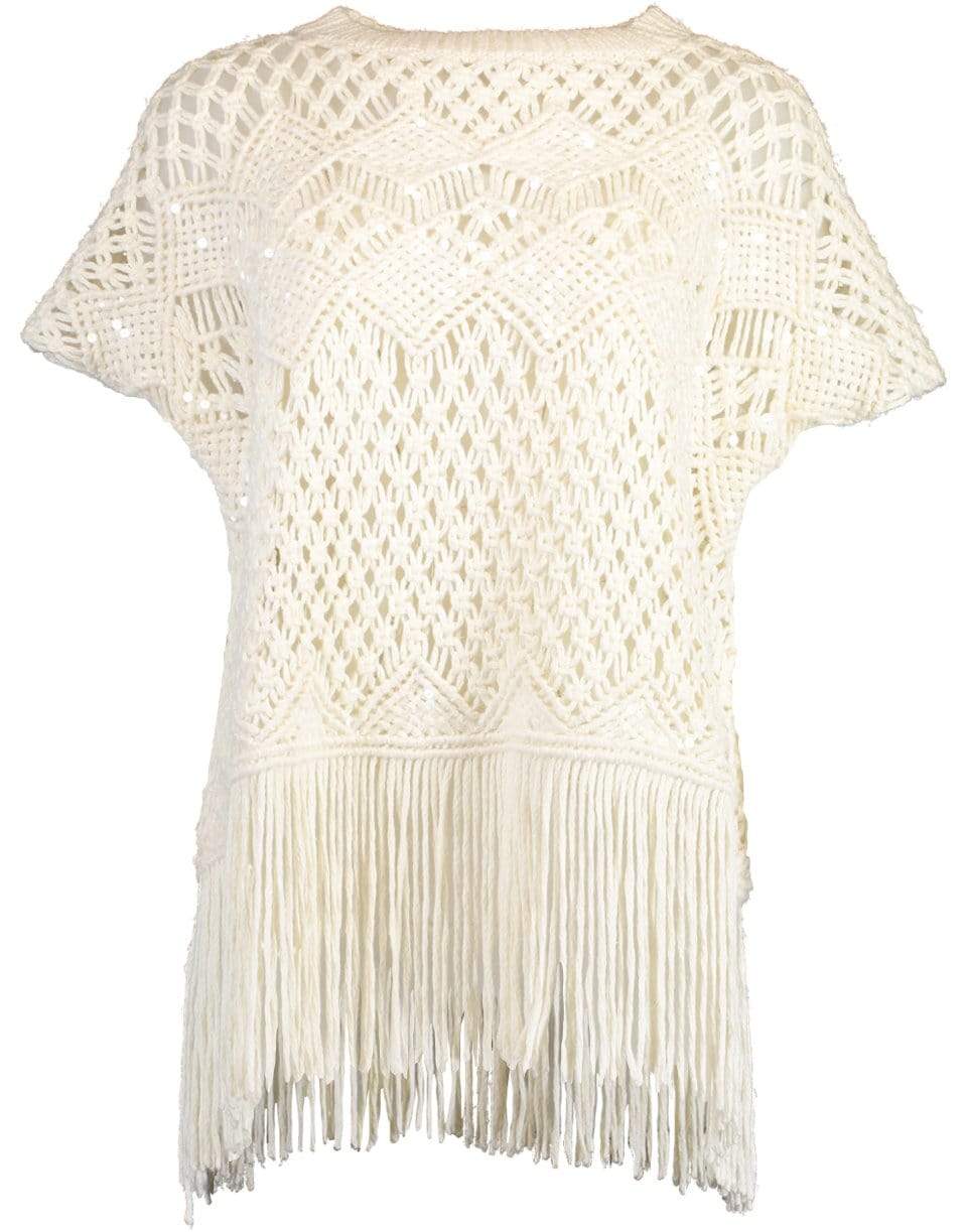 BRUNELLO CUCINELLI-Open Knit Fringe Poncho-