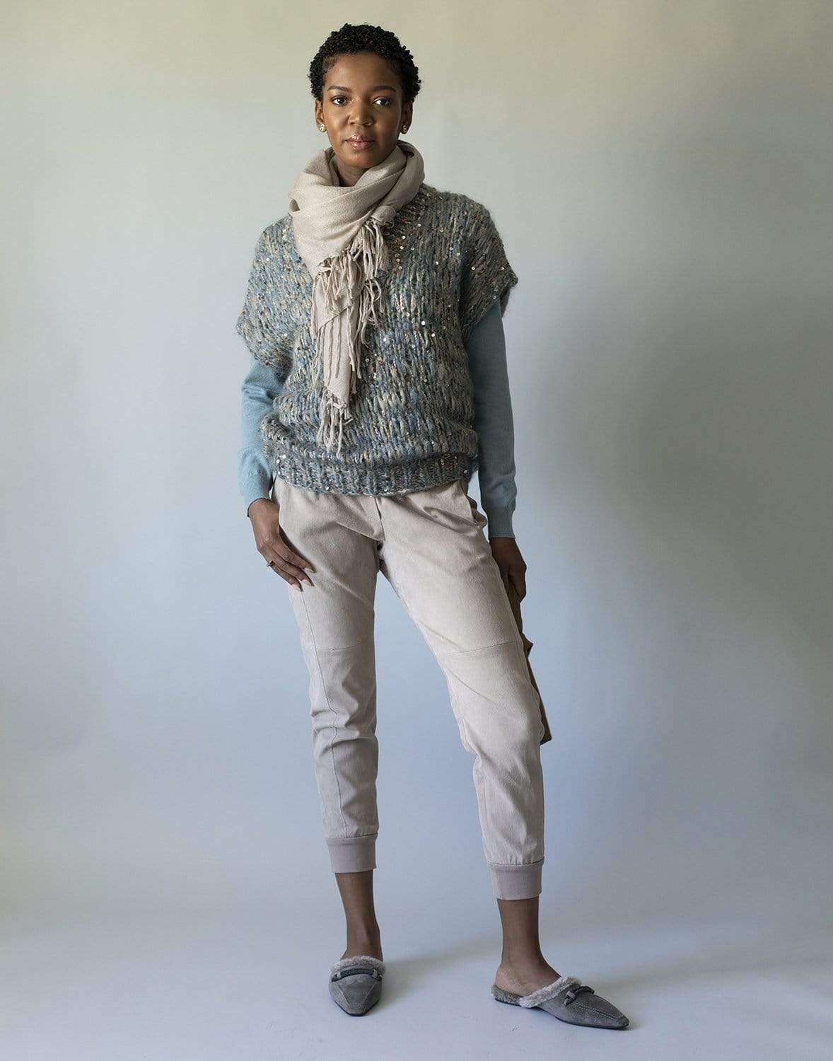 BRUNELLO CUCINELLI-Mohair Short Sleeve Pullover Top-