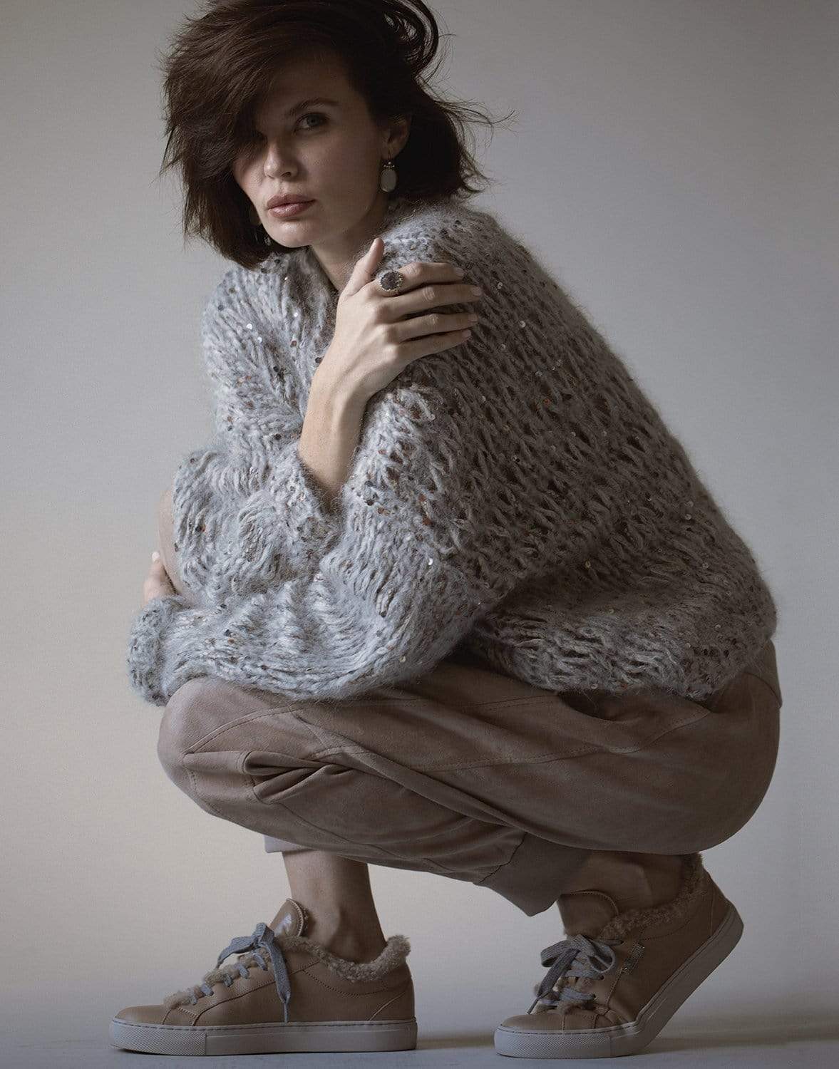 BRUNELLO CUCINELLI-Sparkle Tweed Pullover Top-