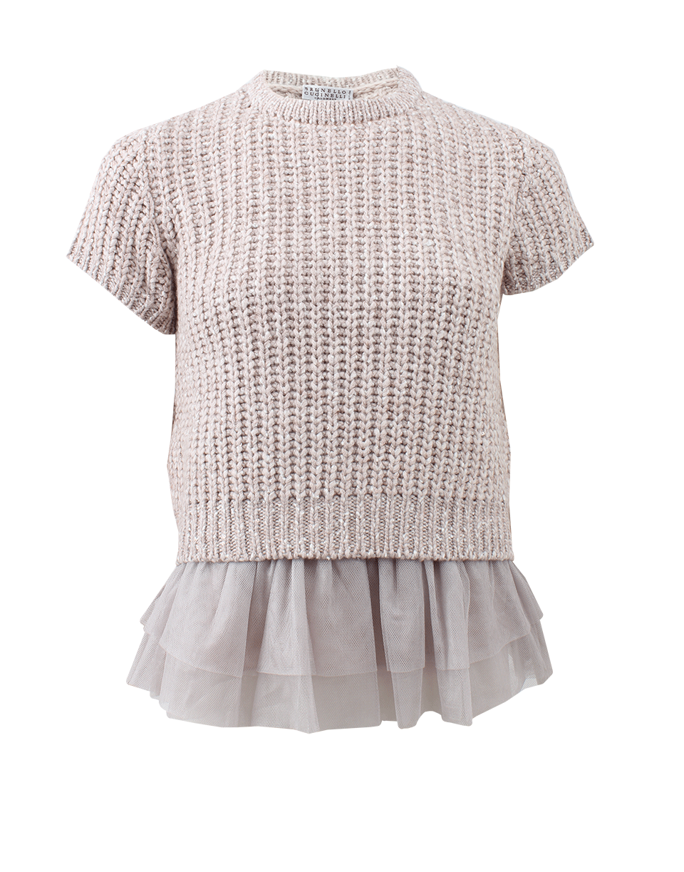 BRUNELLO CUCINELLI-Cashmere Paillette Pullover With Ruffle-