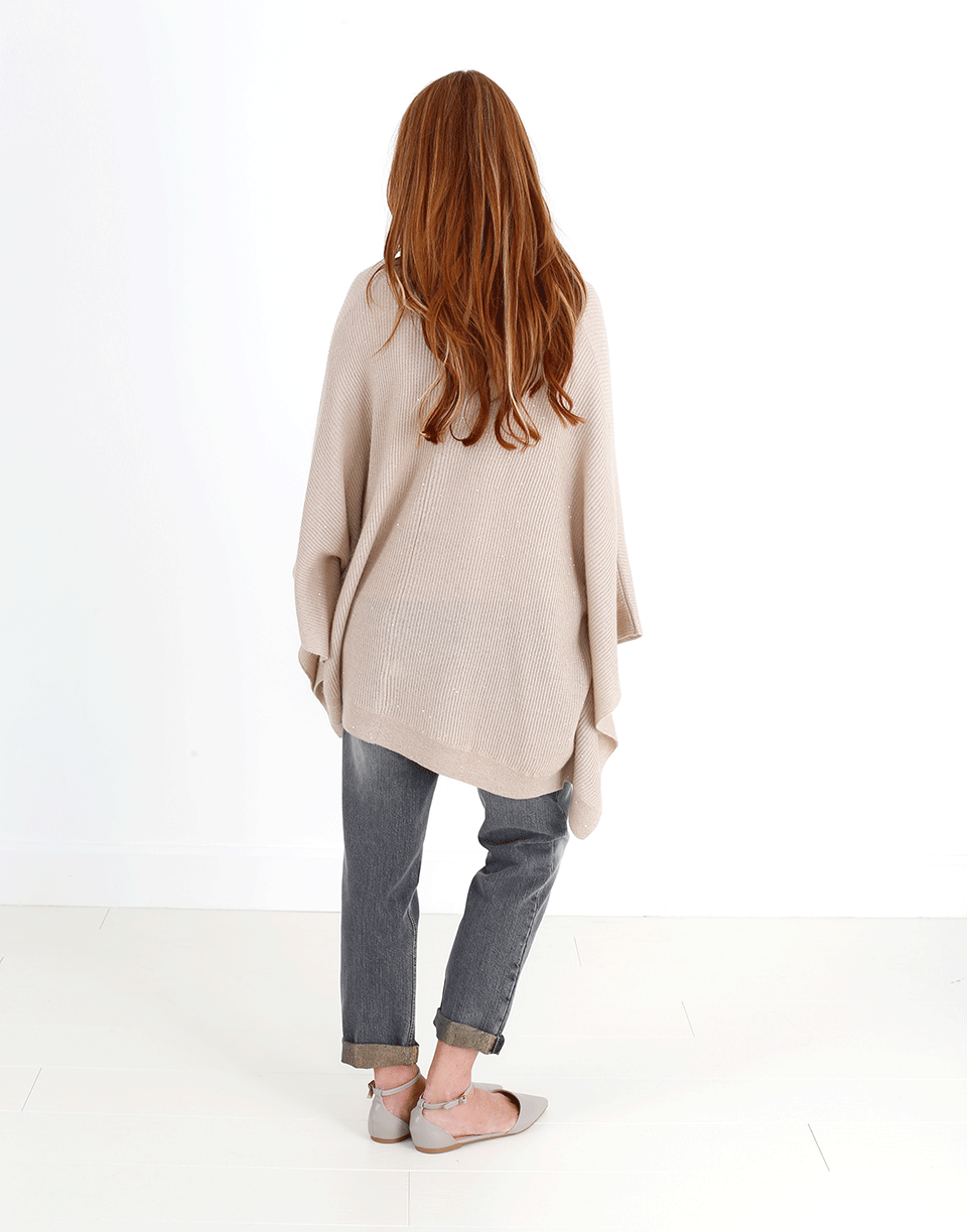 BRUNELLO CUCINELLI-Ribbed Pailette Poncho-