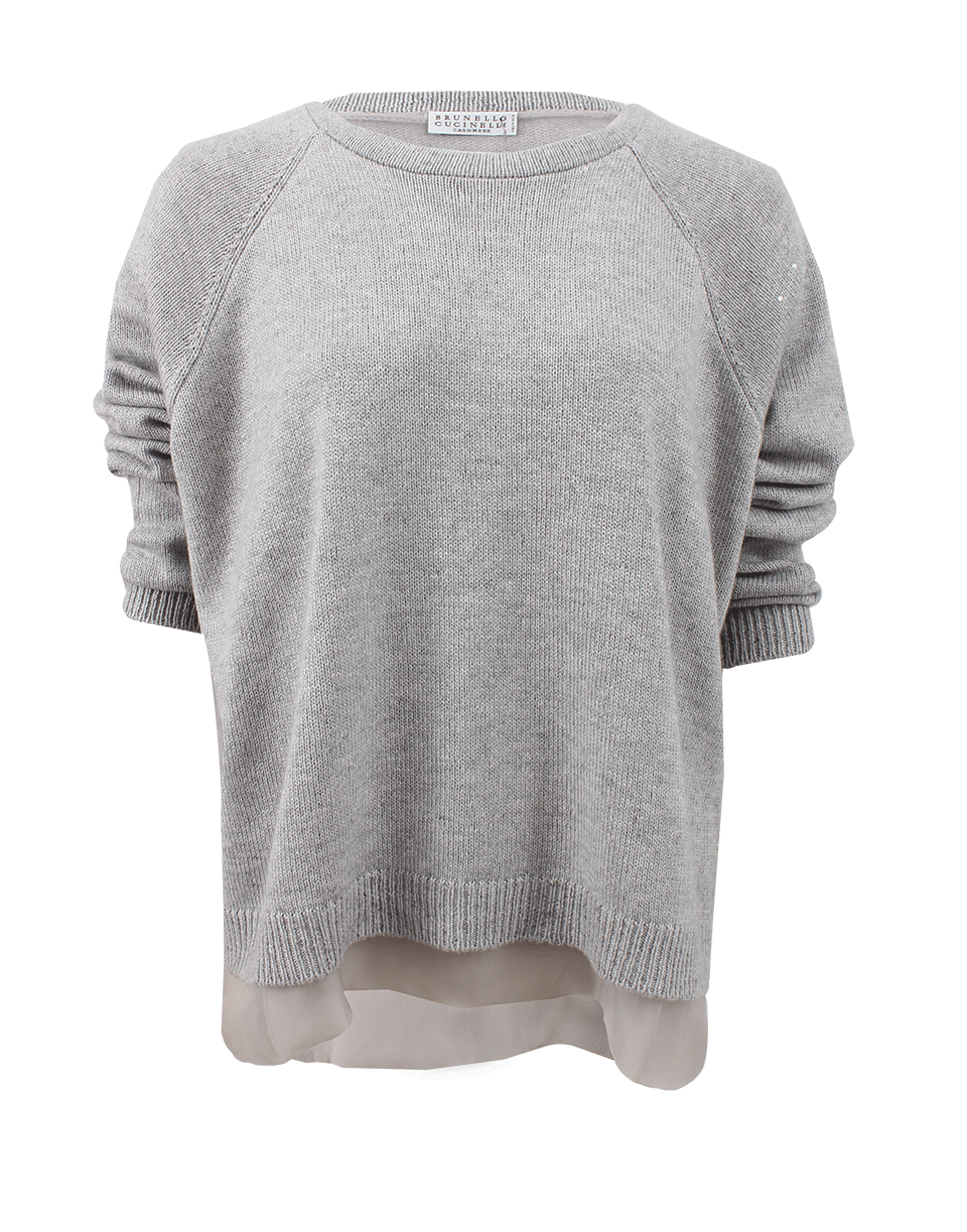 BRUNELLO CUCINELLI-Pullover With Organza Underlay-
