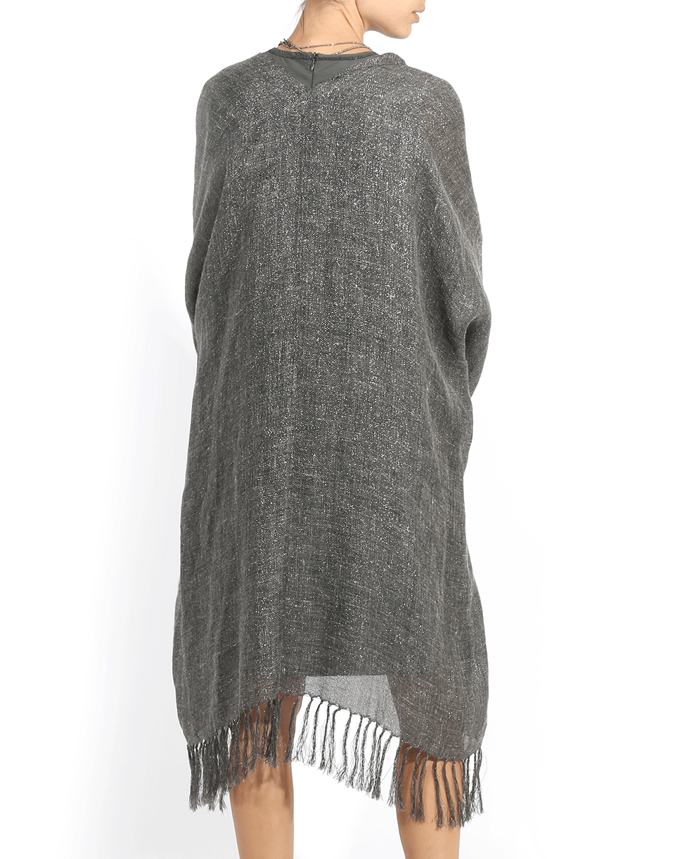 BRUNELLO CUCINELLI-Fringed Poncho-SILVER