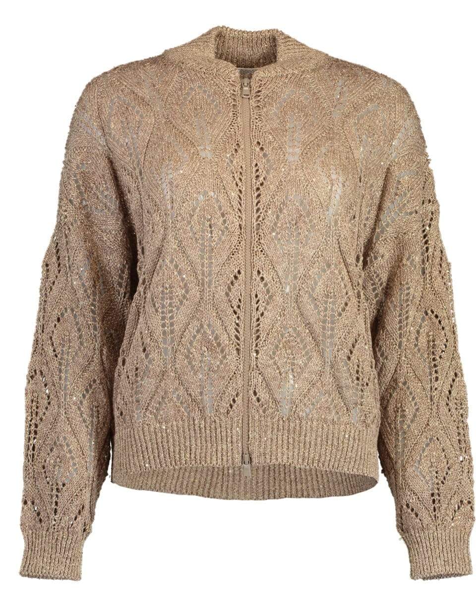 BRUNELLO CUCINELLI-Macro Paillette Crochet Bomber-