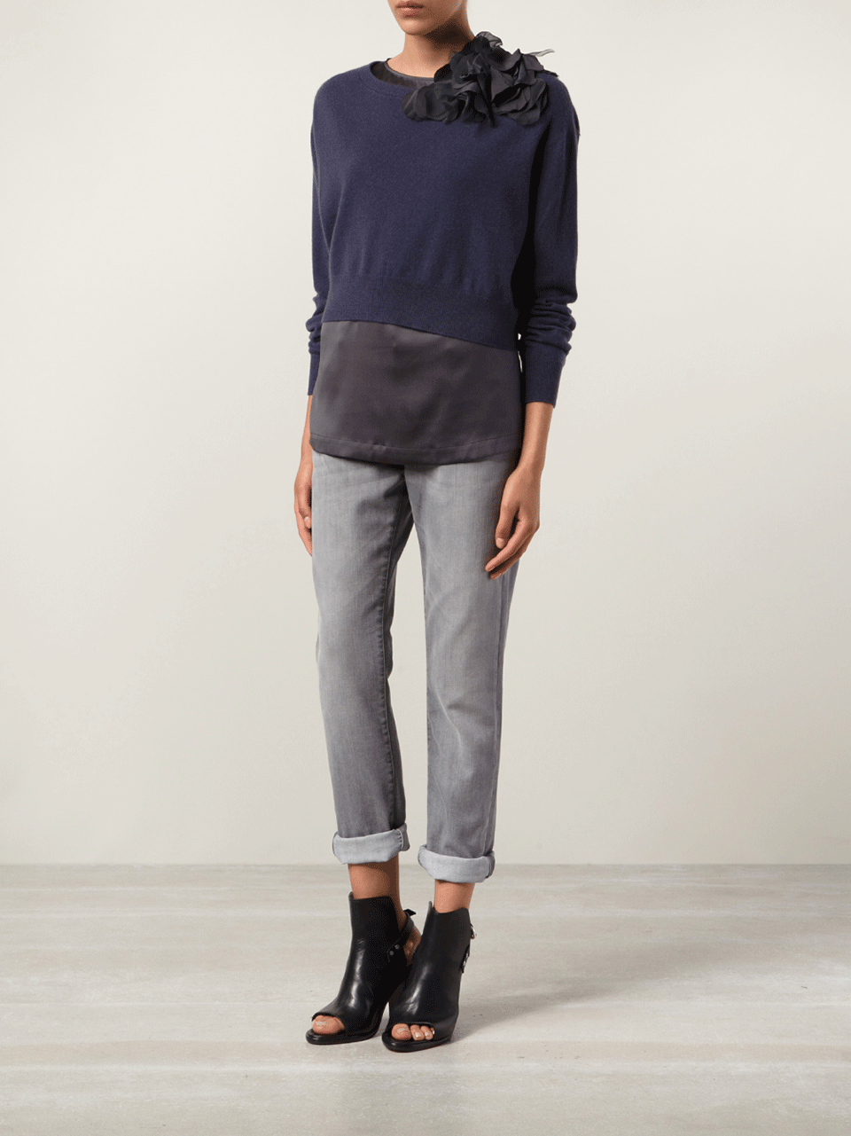 BRUNELLO CUCINELLI-Pullover With Silk Petal Tank-