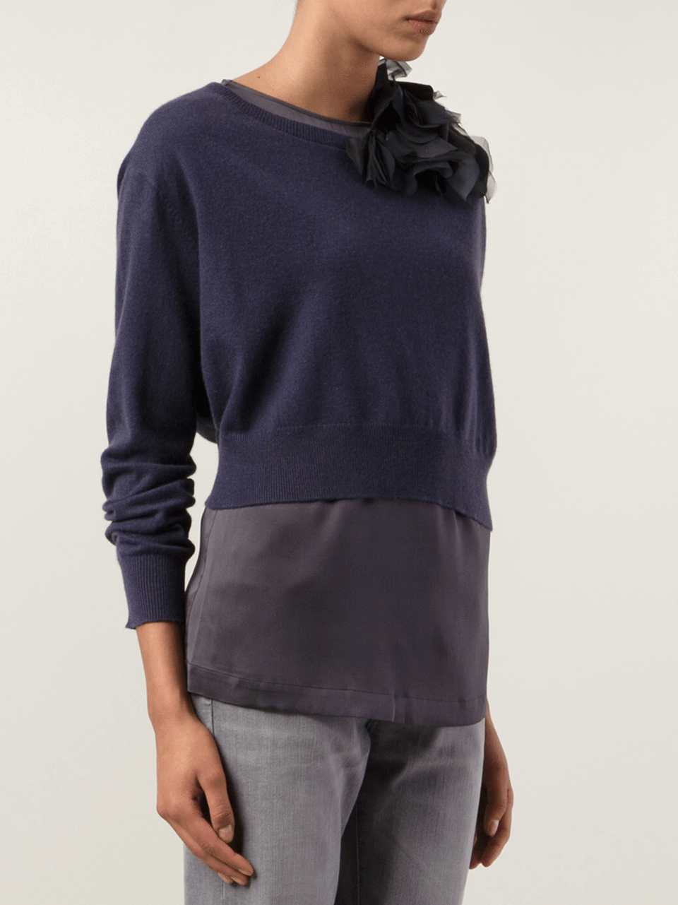 BRUNELLO CUCINELLI-Pullover With Silk Petal Tank-