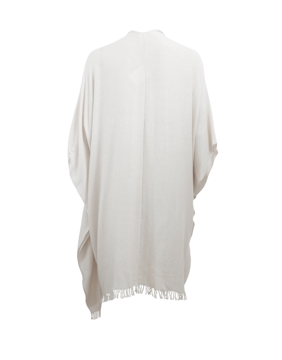 BRUNELLO CUCINELLI-Long Fringed Poncho-VANILLA