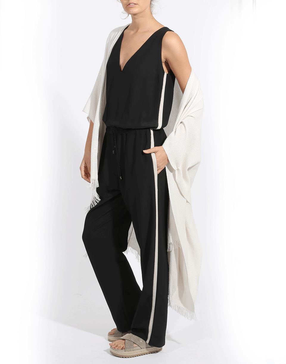 BRUNELLO CUCINELLI-Long Fringed Poncho-VANILLA