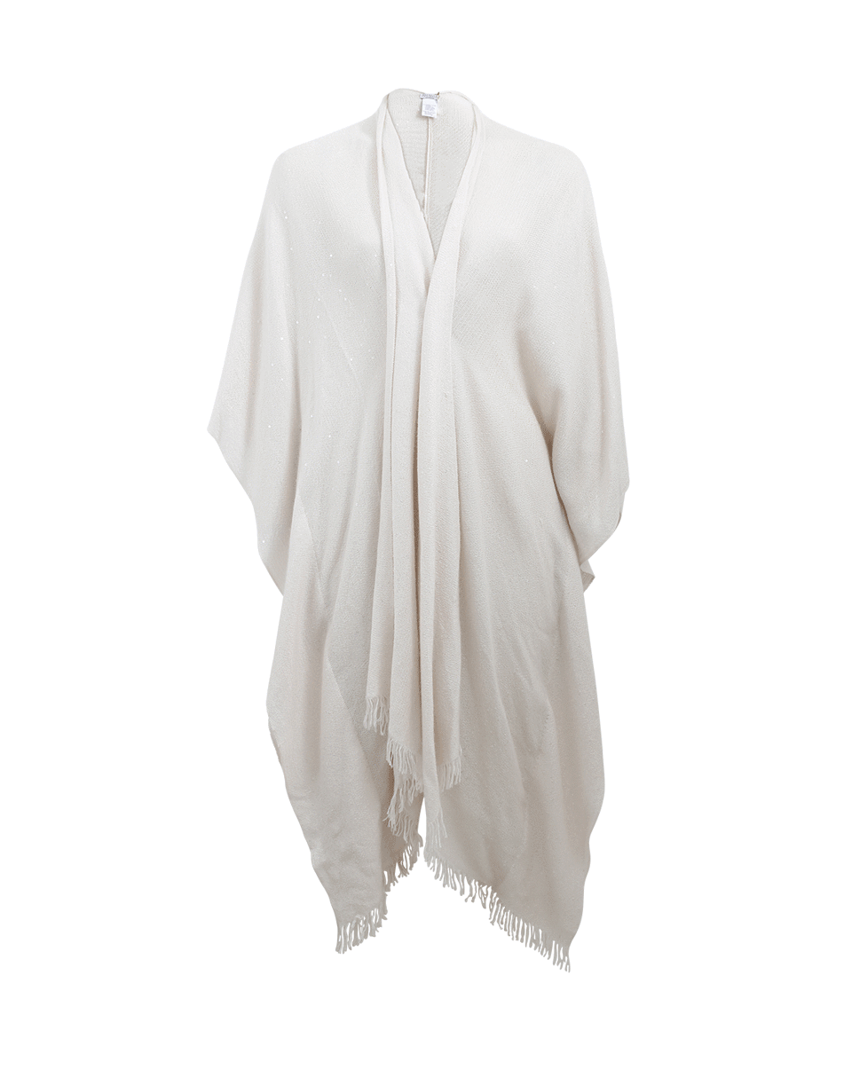 BRUNELLO CUCINELLI-Long Fringed Poncho-VANILLA