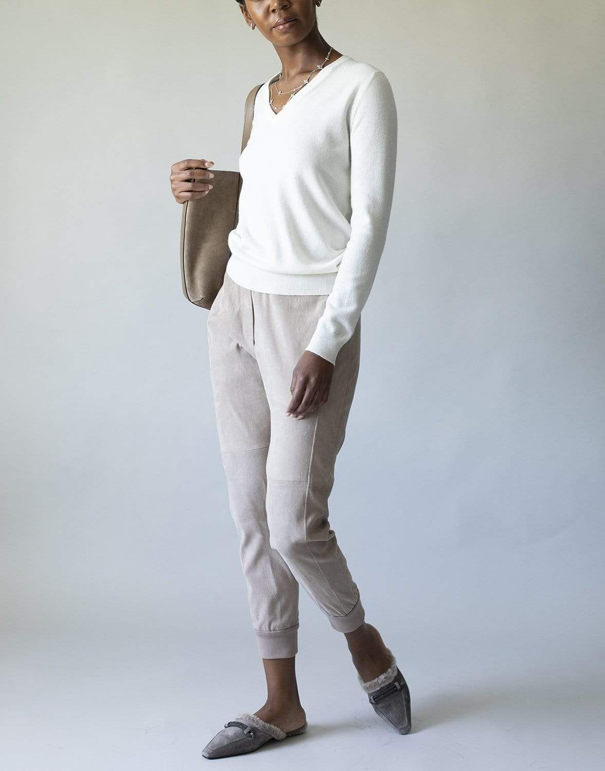BRUNELLO CUCINELLI-Basic V-Neck Cashmere Knit Top-