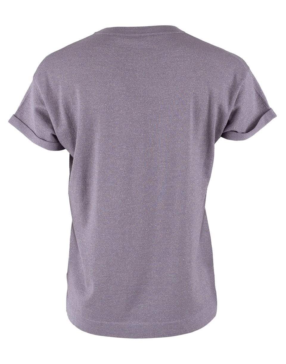 BRUNELLO CUCINELLI-Wisteria Short Sleeve Cashmere Silk Lurex Top-