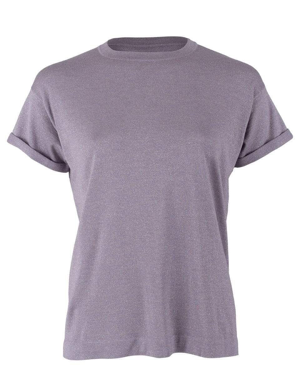 BRUNELLO CUCINELLI-Wisteria Short Sleeve Cashmere Silk Lurex Top-