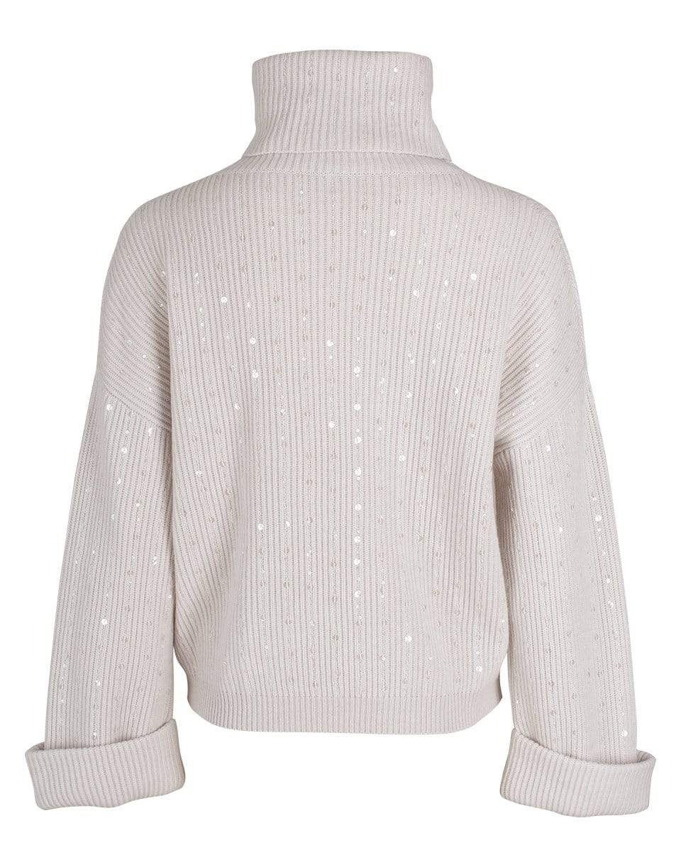 BRUNELLO CUCINELLI-Warm White English Rib and Palilette Turtleneck-