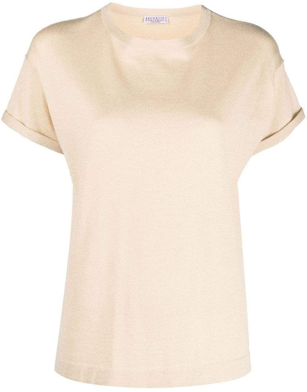 BRUNELLO CUCINELLI-Short Sleeve Cashmere Silk Tee-