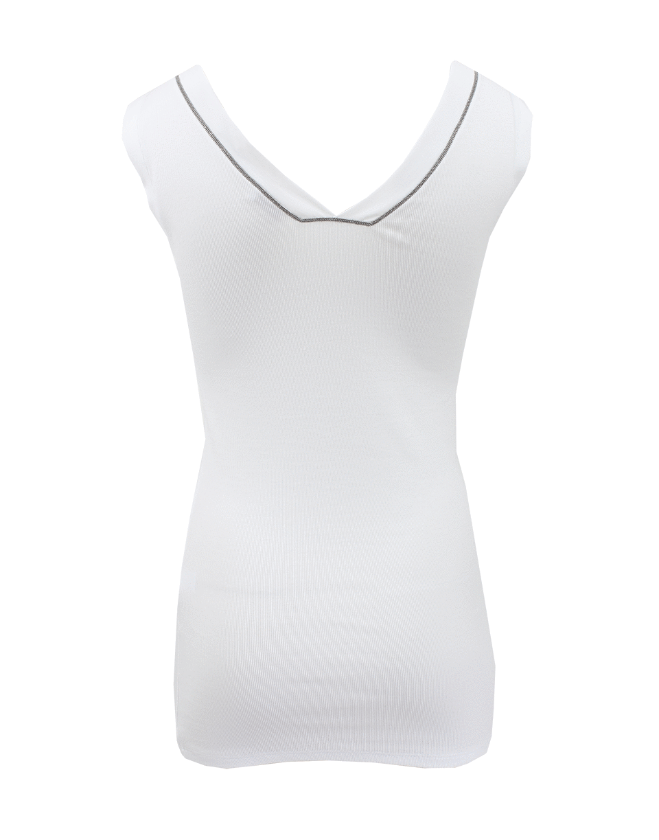 BRUNELLO CUCINELLI-Sleeveless Monili Trim V-Neck-