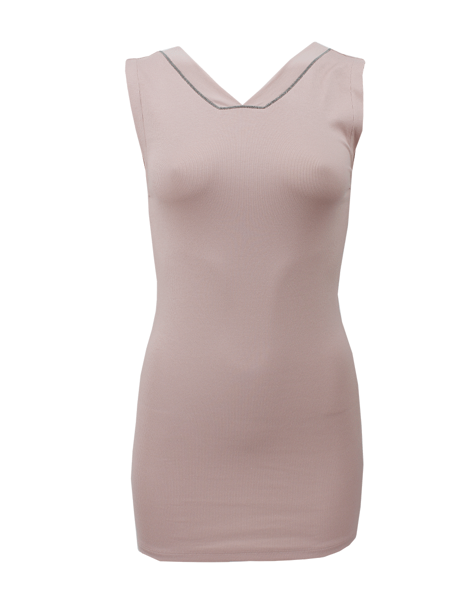 BRUNELLO CUCINELLI-Sleeveless Monili Trim V-Neck-